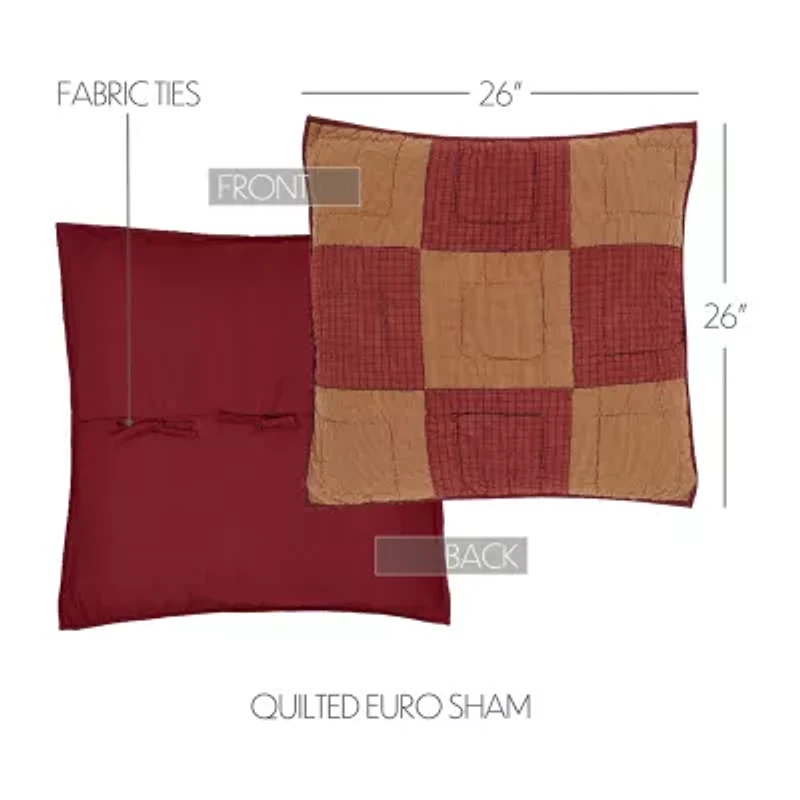 VHC Brands Cody Burgundy Star Reversible Euro Sham