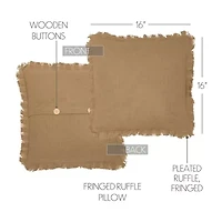 VHC Brands Veranda Burlap Natural 16x16 Throw Pillow