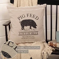 VHC Brands Miller Farm Pig 18x18 Throw Pillow