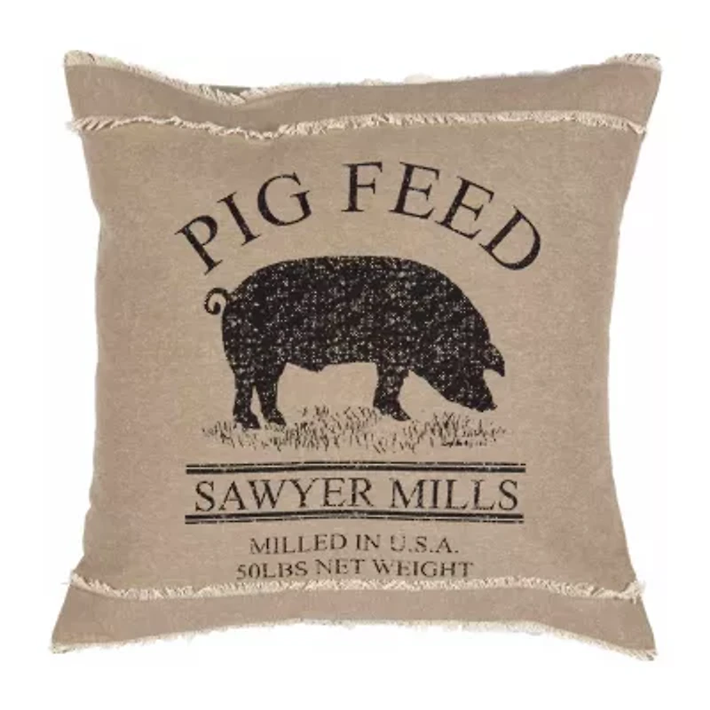 VHC Brands Miller Farm Pig 18x18 Throw Pillow