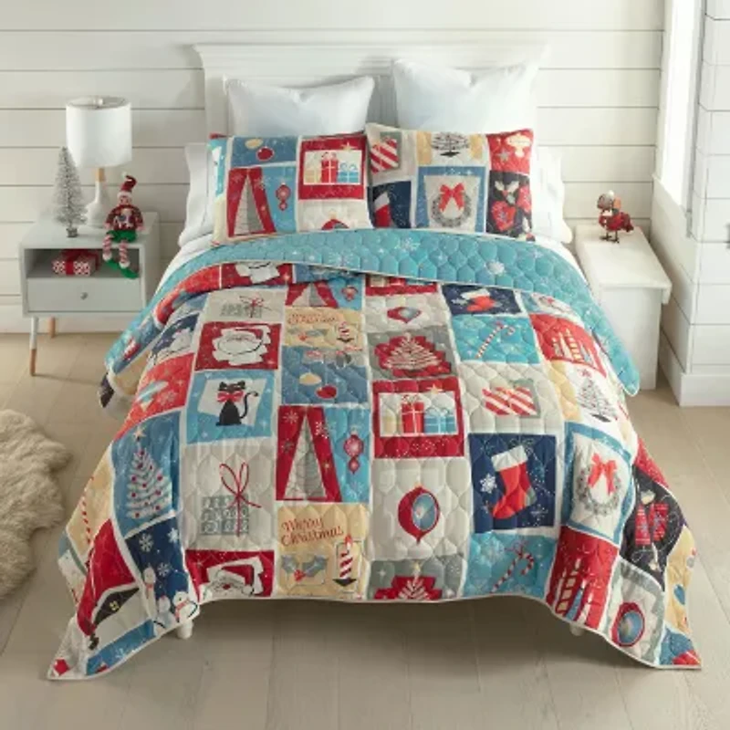 Your Lifestyle By Donna Sharp Retro Christmas Reversible Quilt Set