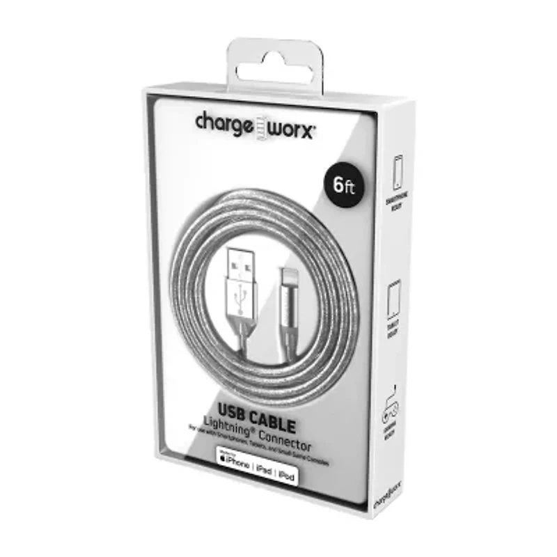 Chargeworx 6ft Lightning Cable Cell Phone Charger