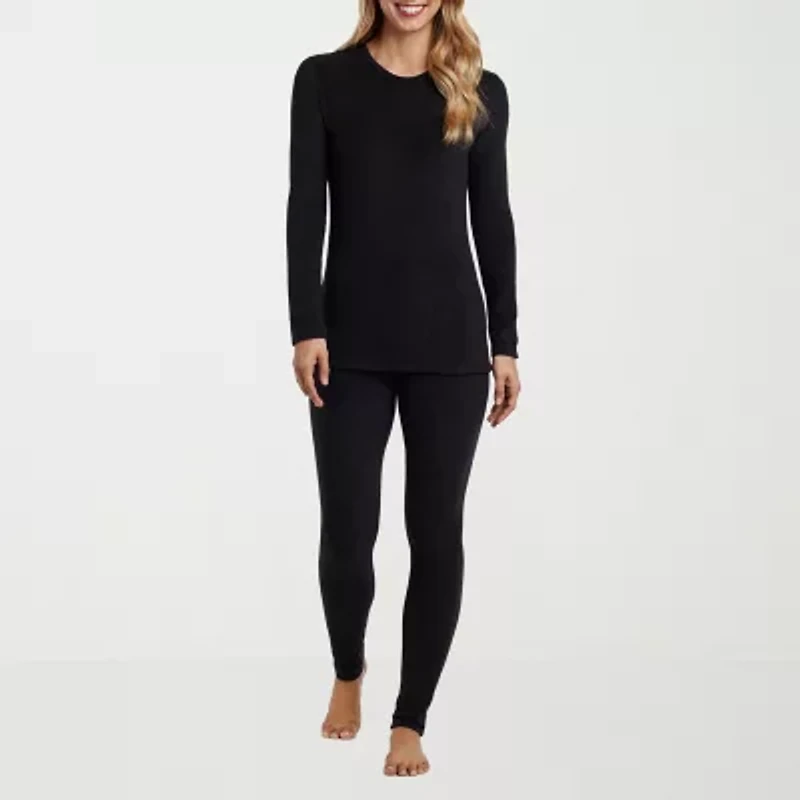 Cuddl Duds Womens Fleecewear Crew Neck Long Sleeve Thermal Shirt