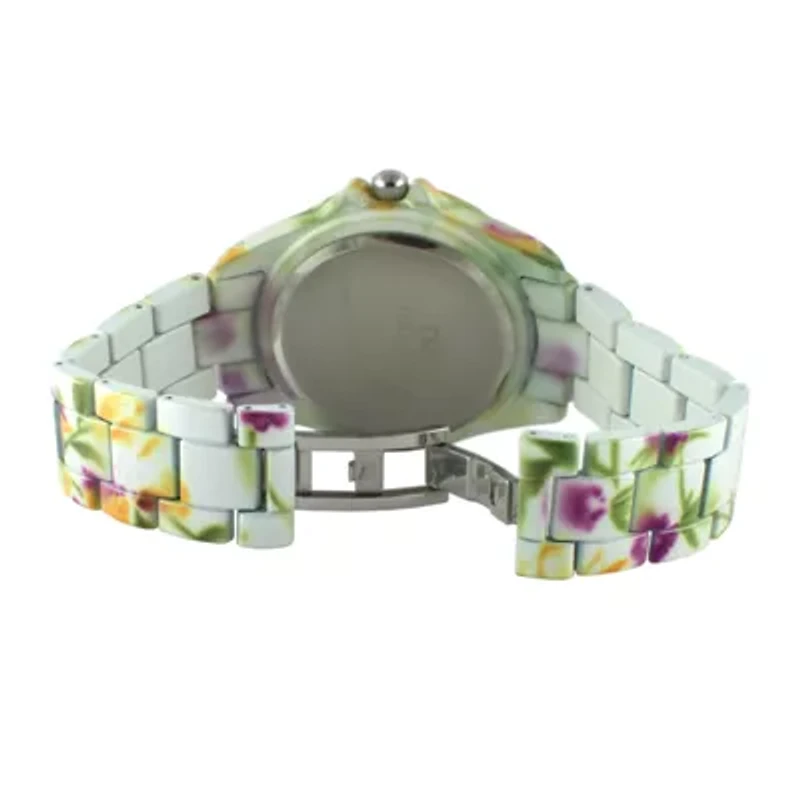 TKO ORLOGI Womens Green Floral Print Bracelet Watch