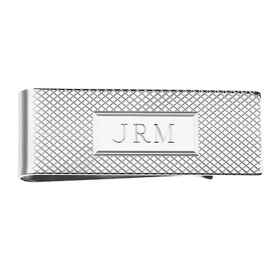 Personalized Grid Pattern Money Clip
