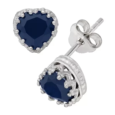 Lab-Created Blue Sapphire Sterling Silver Earrings