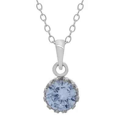 Lab-Created Aquamarine Sterling Silver Pendant Necklace