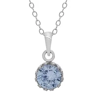 Lab-Created Aquamarine Sterling Silver Pendant Necklace
