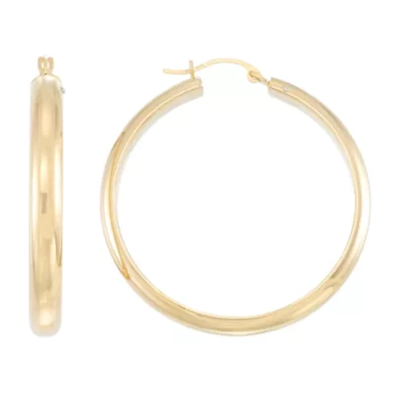 Gold Opulence 14K Gold Over Diamond Resin Hoop Earrings