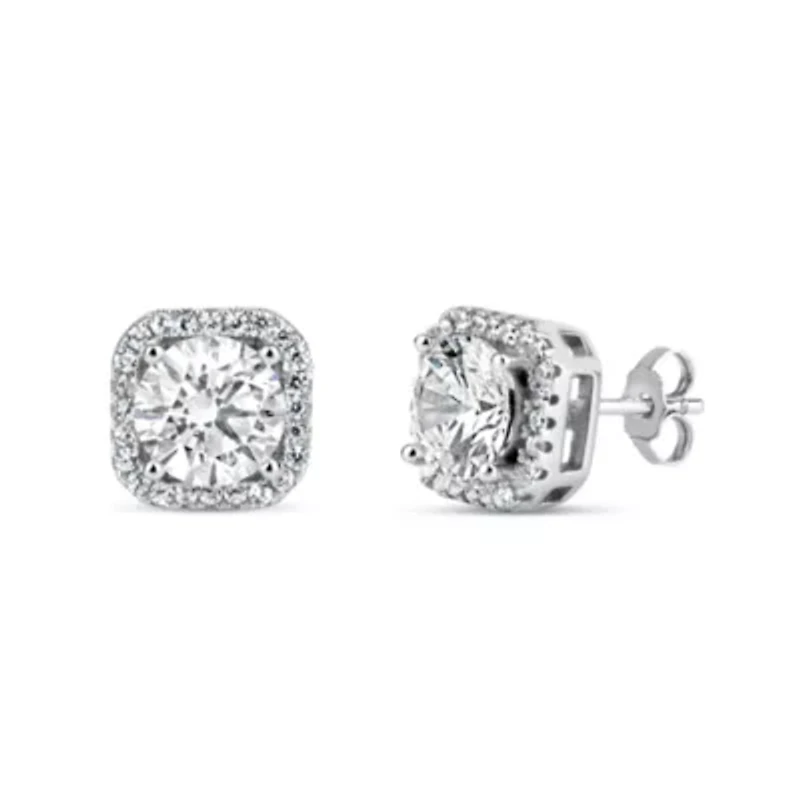 4 3/4 CT. T.W. Cubic Zirconia Sterling Silver 9.1mm Curved Stud Earrings
