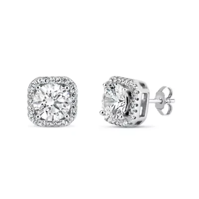4 3/4 CT. T.W. Cubic Zirconia Sterling Silver 9.1mm Curved Stud Earrings