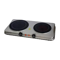 MegaChef Portable 2-Burner Sleek Steel Hot Plate With Temperature Control Electric Burner