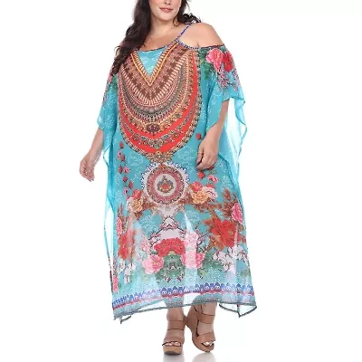 White Mark Womens 3/4 Sleeve Plus Maxi Dress