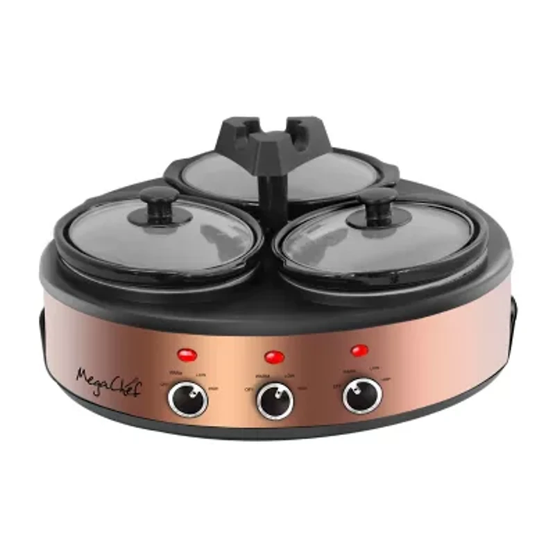 MegaChef Triple 1.5 Quart Slow Cooker and Buffet Server