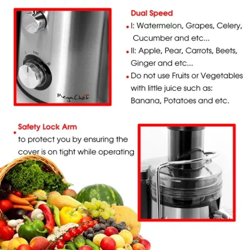 MegaChef Wide Mouth With Dual Speed Electric Juicer