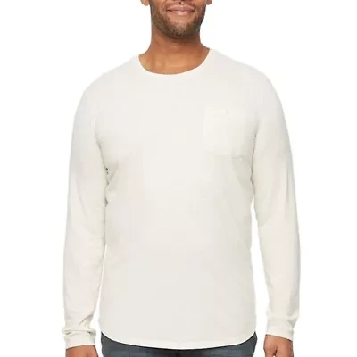 mutual weave Big and Tall Mens Crew Neck Long Sleeve Brushed Jersey Pocket Tee