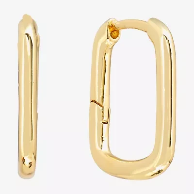 Silver Reflections Huggie Womens 22.8mm Rectangular Hoop Earrings