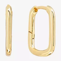 Silver Reflections Huggie Womens 22.8mm Rectangular Hoop Earrings