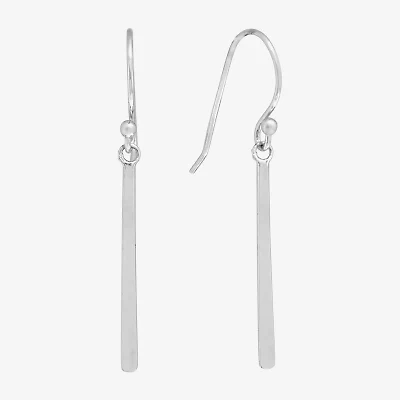 Silver Treasures Womens Sterling Silver Bar Drop Earrings