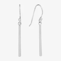Silver Treasures Womens Sterling Silver Bar Drop Earrings