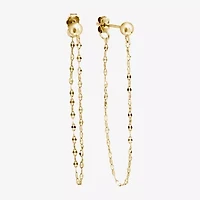 Silver Treasures Front And Back Chain Womens 14K Gold Over Silver Drop Earrings
