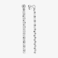 Silver Treasures Front And Back Mirror Chain Womens Sterling Silver Drop Earrings
