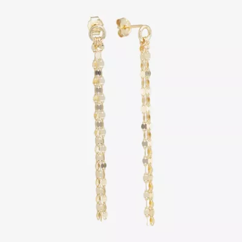 Silver Treasures Front And Back Mirror Chain Womens 14K Gold Over Silver Drop Earrings