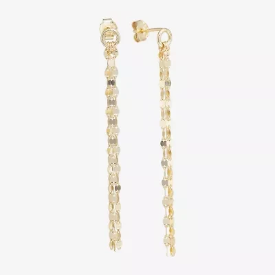 Silver Treasures Front And Back Mirror Chain Womens 14K Gold Over Silver Drop Earrings