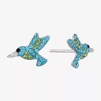 Silver Treasures Hummingbird Multi Color Crystal Sterling Silver 12.7mm Stud Earrings