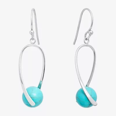 Silver Treasures Genuine Stone Bead Womens Sterling Silver Drop Earrings