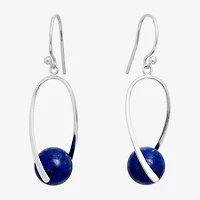 Silver Treasures Genuine Stone Bead Womens Sterling Drop Earrings