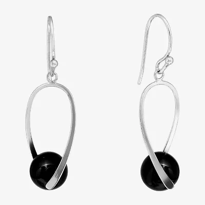 Silver Treasures Genuine Stone Bead Womens Sterling Drop Earrings