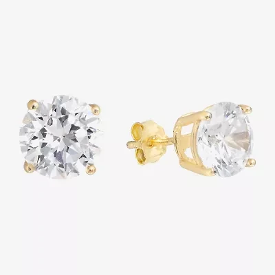 Silver Treasures Cubic Zirconia 14K Gold Over Silver 7.8mm Stud Earrings