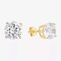 Silver Treasures Cubic Zirconia 14K Gold Over Silver 7.8mm Stud Earrings