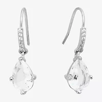 Silver Treasures Womens Crystal Sterling Drop Earrings