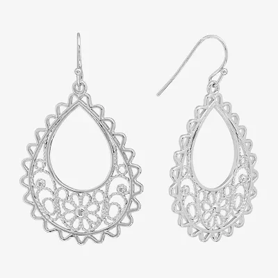 Silver Reflections Filigree Womens Pure Silver Over Brass Drop Earrings