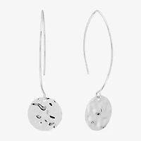 Silver Reflections Hammered Threader Womens Pure Silver Over Brass Drop Earrings