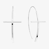 Silver Reflections Threader Womens Pure Silver Over Brass Cross Drop Earrings