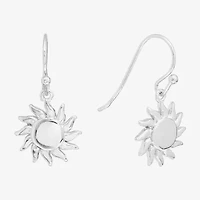 Silver Reflections Sun Womens Pure Silver Over Brass Drop Earrings