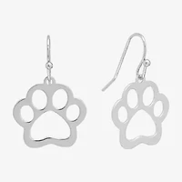 Silver Reflections Paw Womens Pure Silver Over Brass Drop Earrings