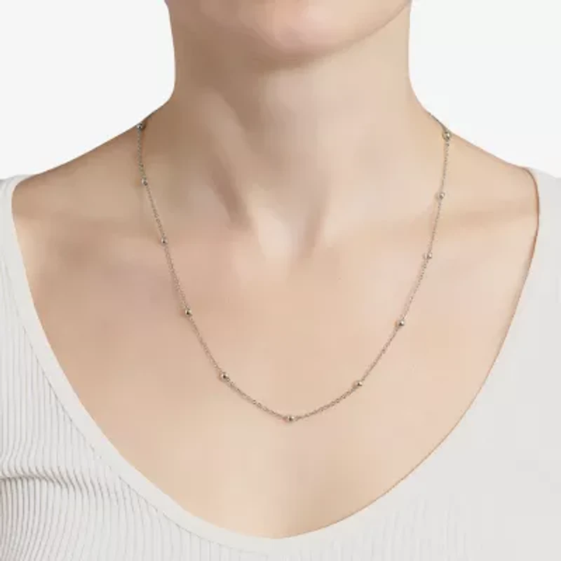 Silver Reflections Womens Pure Over Brass 18 Inch Bead Chain Necklace