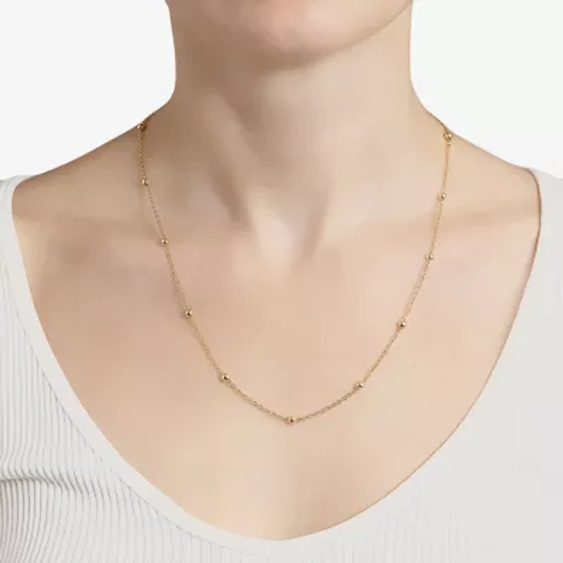 Silver Reflections Womens 24K Gold Over Brass 18 Inch Bead Chain Necklace