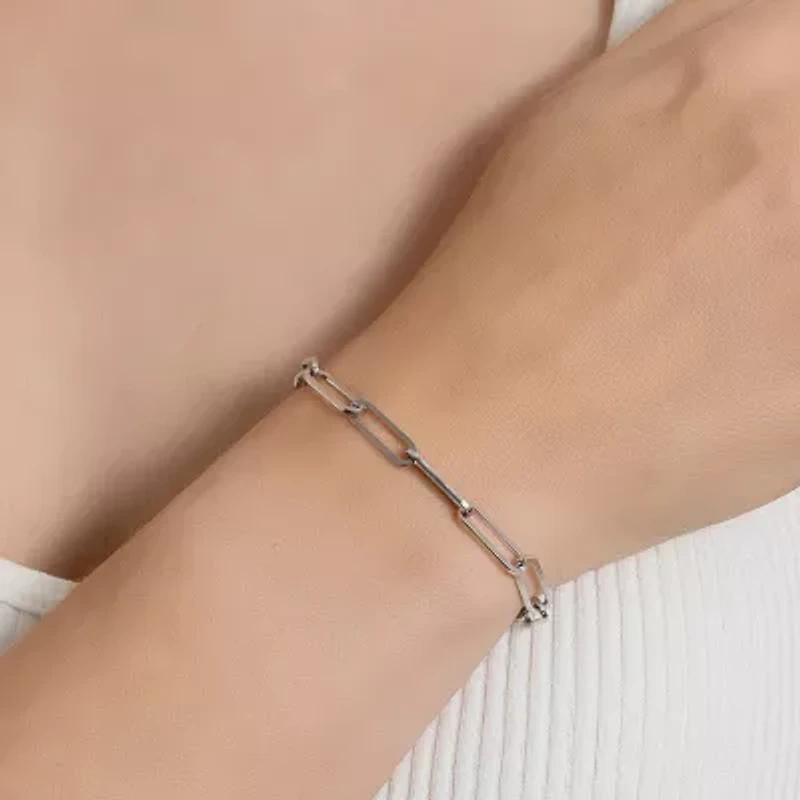 Silver Reflections Womens Pure Silver Over Brass 7.25 Inch Solid Paperclip Chain Bracelet