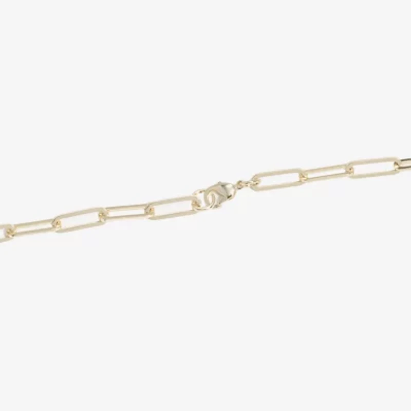 Silver Reflections Womens 14K Gold Over Brass 7.25 Inch Solid Paperclip Chain Bracelet
