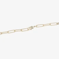 Silver Reflections Womens 14K Gold Over Brass 7.25 Inch Solid Paperclip Chain Bracelet