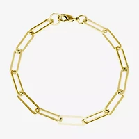Silver Reflections Womens 14K Gold Over Brass 7.25 Inch Solid Paperclip Chain Bracelet