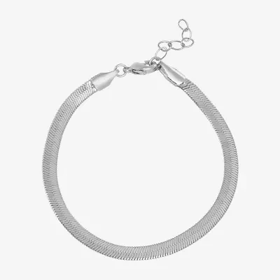 Silver Reflections Womens Pure Silver Over Brass 6 1/2 Inch Solid Herringbone Chain Bracelet