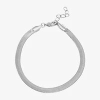 Silver Reflections Womens Pure Silver Over Brass 6 1/2 Inch Solid Herringbone Chain Bracelet