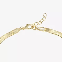 Silver Reflections Womens 14K Gold Over Brass 6 1/2 Inch Solid Herringbone Chain Bracelet
