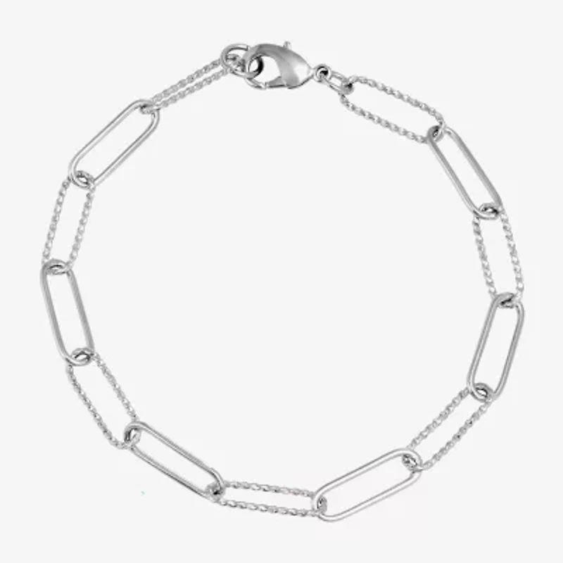 Silver Reflections Womens Pure Silver Over Brass 7.25 Inch Solid Paperclip Chain Bracelet
